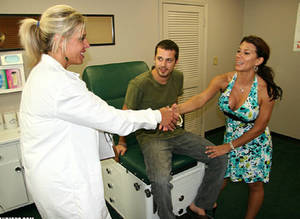 Mom And Doctor Porn - Ponytailed mom and her friend doctor sharing a thick boner when tugging it  in a ht porn