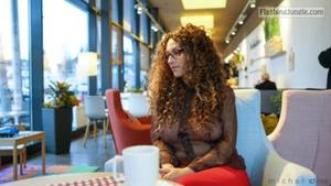 naked teacher voyeur - Curly hair teacher with glasses see through blouse no bra