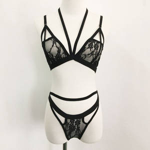 lace panties sex - Leechee J013 Women sexy lingerie bikini set bandage lenceria sex  bra+perspective lace panties erotic