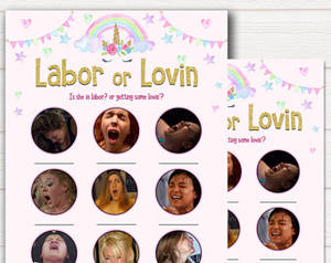 Hd Party Of Baby - Unicorn Labour or Lovin Baby Shower Game, Porn or Labour Game, Labor or  Lovin