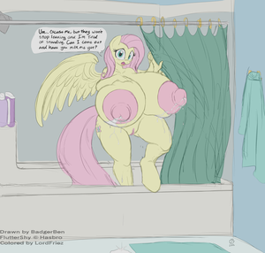 fluttershy big breasts lactating - Rule 34 - alternate version available anthro areola badgerben big areola big  breasts breasts english text equine erect nipples female female focus  female only fluttershy (mlp) friendship is magic green eyes hasbro
