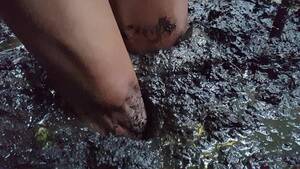 black mud porn - Barefoot deep mud walk - ThisVid.com