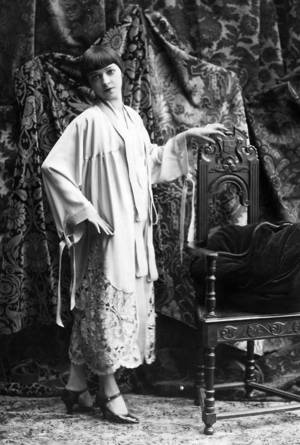 Martin Y Mae Ribbon Porn - An embroidered blue tea gown with old rose decoupage work on the skirt and  velour ribbons