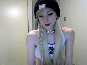 beautiful shemale petite - Petite Blonde Shemale Caresses Her Long Shaft On Webcam Video at Porn Lib