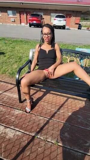 ebony fingering in public - Free Public bench fingering during the time that wanking my masters dong in  public view by the Porn Video - Ebony 8