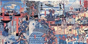 Japanese Circus Porn - 19th century Japanese poster advertising a circus - Mt. Fuji in background.