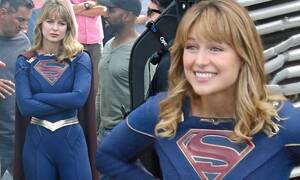 Melissa Benoist Porn - Supergirl star Melissa Benoist beams on set in her new costume as cameras  roll in Vancouver | Daily Mail Online