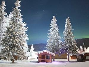 Home Movie Porn Fairbanks Alaska - Fairbanks cabin rental - Ferree Cabin in Winter with Aurora in background.  Photo by Laura Allaway