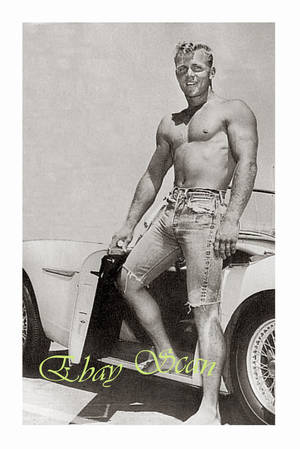 1950 Male Gay Sex - VINTAGE 1950's PHOTO MUSCULAR NEAR NUDE MAN SHOWS BULGE BY CAR GAY INTEREST  101