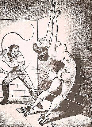 femdom spanking magazines - Joe Shuster illustration for Nights of Horror (1953-54).