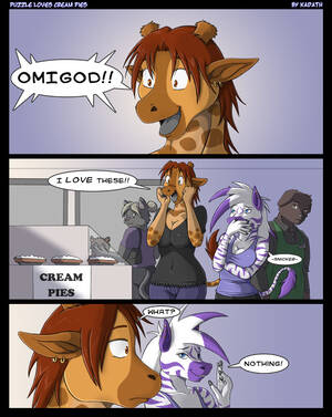 Diamond The Zebra Furry Porn - 143498 - safe, artist:kadath, oc, oc:diamond (kadath), oc:puzzle, equine,  giraffe, mammal, zebra, anthro, big breasts, breasts, brown body, brown fur,  brown hair, cleavage, clothes, comic, cream pie, dialogue, ears, female,  food, fur,