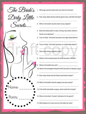 dirty party games - Bachelorette Party game- the brides dirty little secrets trivia game!