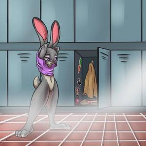 Judy Hopps Sexy Naked Solo - e621 alorix anthro arms_above_head bottomless casual_exposure clothed  clothing clothing_lift disney female fur inside judy_hopps lagomorph locker
