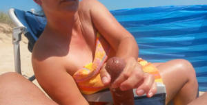 mature beach handjob - 