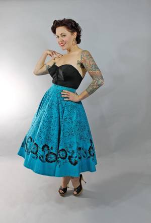50s latin american porn - 1950s Vintage Skirt...Spring Fashion Turquoise Floral Print 50s Cotton  Mexican Circle Skirt