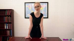 Leggy Blonde Secretary Porn - Svelte leggy blonde secretary Gracie strips and takes sexy poses