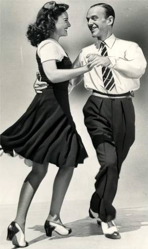 Jitterbug Dance Porn - Paulette Goddard & Fred Astaire 40s swing dress print ad