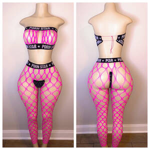 black pink porn star - BLACK/PINK PORN STAR DIAMOND TWO PIECE BANDEAU LEGGING SET â€“ Cocoabeach  exotic dancewear