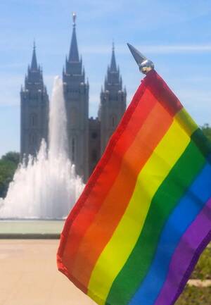 Baby Taboo Forbidden Xxx Fondled - A gay pride flag in front of the SLC temple.
