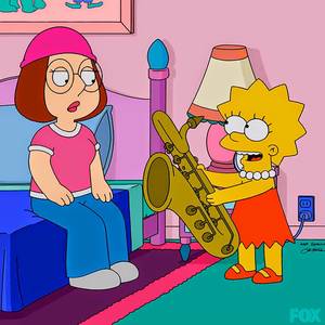 Family Guy Crossover Porn - Lisa Simpson offers her saxophone to Meg Griffin in The Simpsons Family Guy  crossover episode
