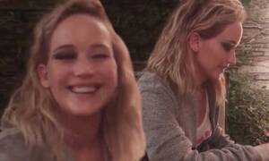 Jennifer Lawrence Oiled Porn - Jennifer Lawrence's half-finished makeup with Emma Stone | Daily Mail Online