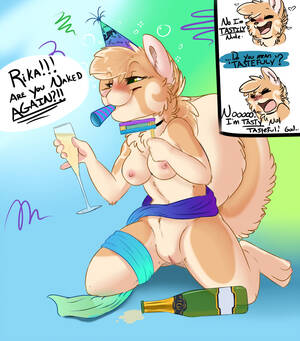 Drunk Furry Porn - Rule 34 - 2014 alcohol anthro beverage blush breasts canine champagne chest  tuft dialog drink drunk female fur furry holidays kneeling new year nude  party hat pomeranian pussy ribbons rika solo tan