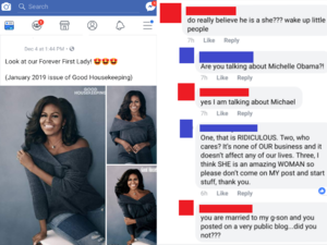 Michelle Obama Transexual - A friend shared an image of Michelle Obama, a friendly conversation to  follow : r/insanepeoplefacebook