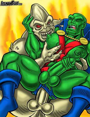Justice League Martian Manhunter Gay Porn - Rule 34 - alien bald dc dc comics gay gay sex green skin icemanblue male  male only martian manhunter nipple biting pecs | 6767338