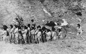Nazis Stripping Women Porn - Jewish women stripped naked for their valuables, some holding their  children, are forced to wait in a line before their execution by Germans in  Ukraine, 1942 [480x303]. : r/HistoryPorn