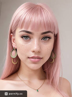 chubby pink tits - Sultry Teen Chubby Girl with Big Pink Boobs and Round Shape in Pink Bangs:  Indoor Yoga Photo | Pornify â€“ Free PremiumÂ® AI Porn