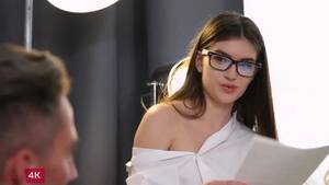 glasses teen pornstars - Free Glamorous, teen brunette hair with glasses would like to become a  pornstar, coz it sounds like pleasure Porn Video HD