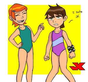 Ben 10 Bikini Porn - Xbooru - ben 10 ben tennyson bikini brown hair cross-dressing erection  green eyes gwen tennyson jk jk (artist) omnitrix red hair swimsuit | 148318