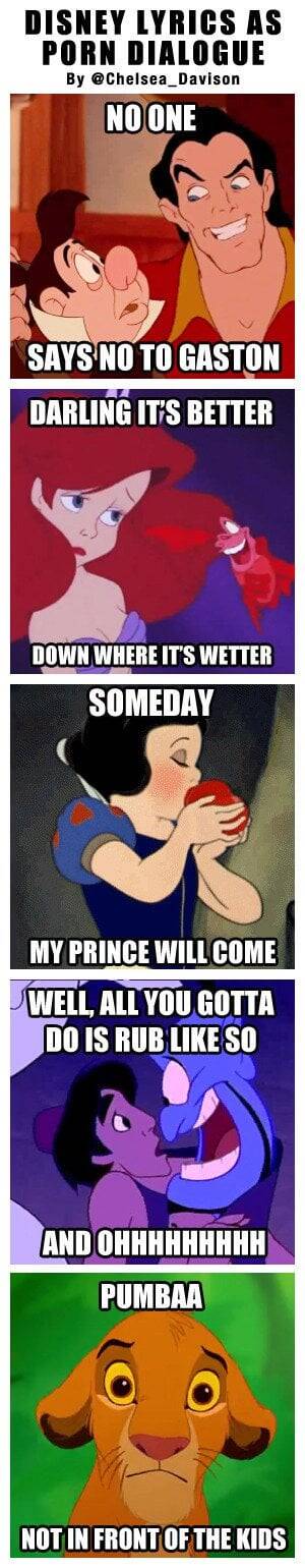 Funny Disney Porn - Disney Lyrics As Porn Dialogue : r/funny