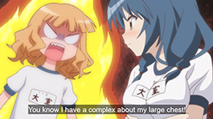 huge breast anime emberrased - D-Cup Distress - TV Tropes