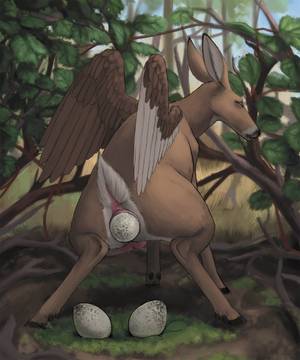 Anal Oviposition Porn - e621 2017 anus brown_feathers brown_fur butt cervine cervine_pussy  crouching deer difetra egg eyes_closed feathered_wings feathers female