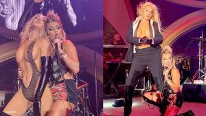 Disney Lesbian Porn Miley Cyrus - Miley Cyrus & Sonique Redefine the 'American Woman' at Vegas Show