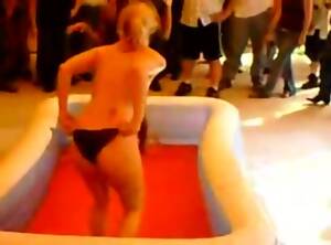 jello wrestling orgies - Two Girls Jello Wrestling Go Topless To The Delight Of The Crowd - EPORNER