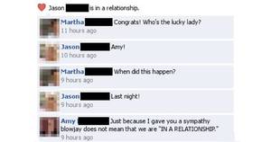 Facebook Blowjob - Should getting a blowjob mean you are now in a relationship?