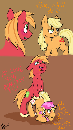 Big Big Mac - 857022 - explicit, artist:hannahugs, applejack, big macintosh, cheerilee,  earth pony, pony, applecest, comic, cum, cute, cute porn, funny porn,  implied cheerimac, incest, male, roleplaying, sex, ship:applemac, shipping,  stallion, straight, wig - Derpib