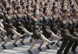 North Korean Military Women Porn - Thousands of North Korean troops armed with rifles took part in the show of  force,