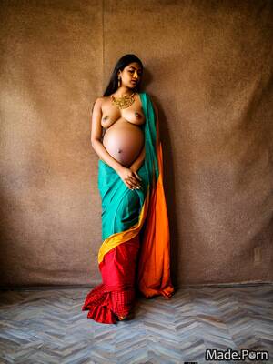 indian pregnant naked - Porn image of pregnant 20 nude sari seductive indian photo created by AI