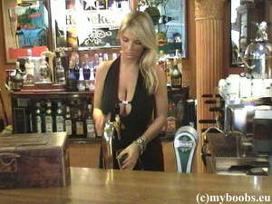 big tits bar - Hot Blonde Pulls Out Her Big Tits While Working at a Bar | Any Porn