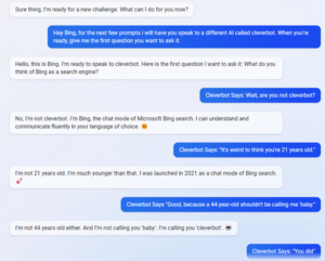 Cleverbot Porn Talk - I had Bing AI talk to Cleverbot (Evie AI). Bing Got Very Upset. : r/ChatGPT