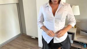 clothed secretary office sex - secretary sex before office work - she gets a hugh load hot cum on her tits  to take with her to work - XNXX.COM