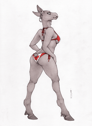 Canadian Moose Porn - 125401 - suggestive, artist:ecmajor, cervid, mammal, moose, anthro,  unguligrade anthro, 2016, bikini, bikini bottom, bikini top, butt, canada,  canadian flag, clothes, cloven hooves, dewclaw, ear piercing, earring,  ears, female, hooves, looking at