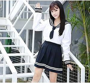 Asian Schoolgirls Uniform - Japanese School Girls Uniform Sailor Navy Blue Pleated Skirt Anime Cosplay  Costumes with Socks Set(SSF13), White and Navy, X-Small-Asia S: Buy Online  at Best Price in UAE - Amazon.ae
