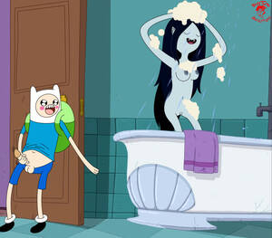 Adventure Time Marceline Porn Shower - Rule 34 - 1boy 1girls adventure time backpack bag bigtyme black hair blonde  hair canonical scene cartoon network cleft of venus clothed male nude  female fangs female finn the human footwear human