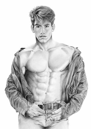 Matt Gunther Gay Porn Star - Homoerotic Drawing - Matt Gunther by Steven Stines