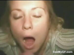 Blonde Gf Blowjob Cum Facial - Blonde girlfriend gives blowjob and gets facial cumshot | xHamster