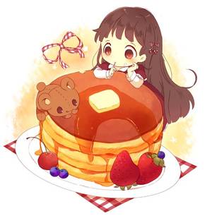 Cute Chibi Anime Girls Porn - Cute chibi anime girl with long brown hair and a big beatiful pancake!